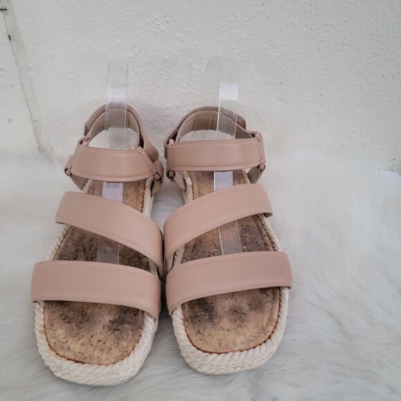 Vince Elian Leather Platform Woven Espadrille Sport Adjustable Sandals Tan Sz 9 - Picture 1 of 7